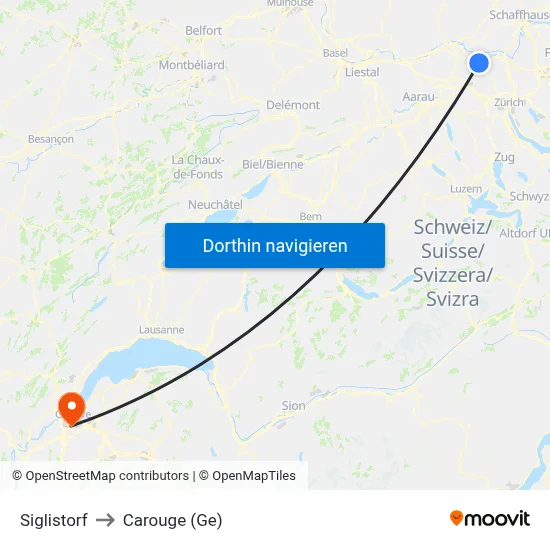 Siglistorf to Carouge (Ge) map