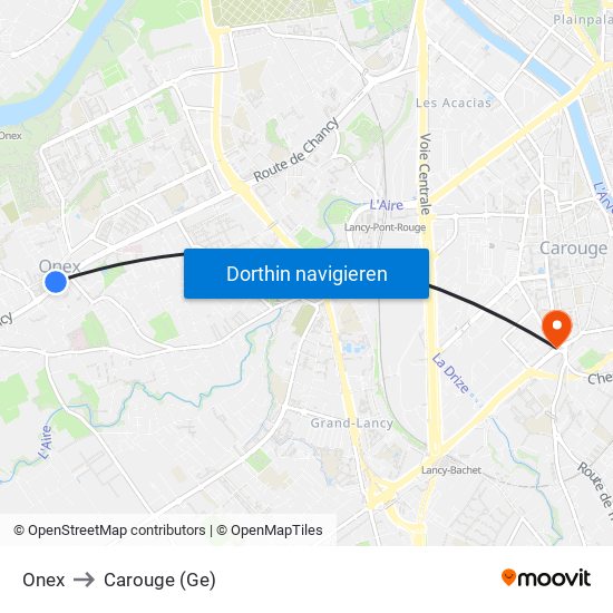 Onex to Carouge (Ge) map