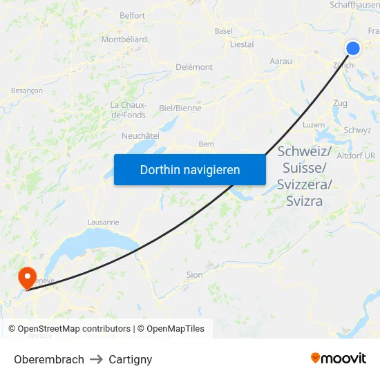 Oberembrach to Cartigny map
