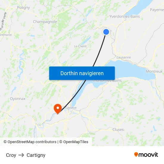 Croy to Cartigny map