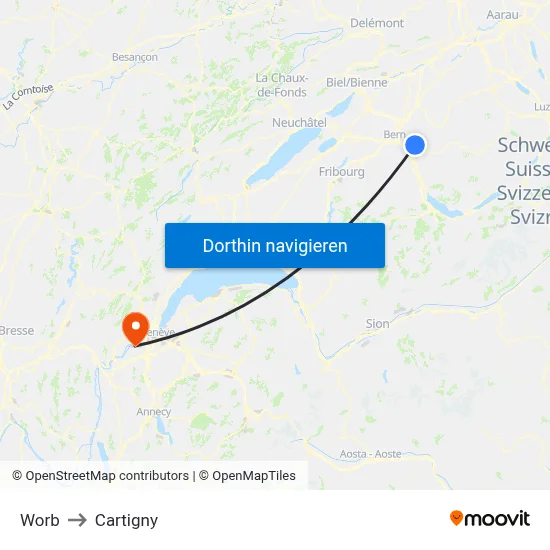 Worb to Cartigny map