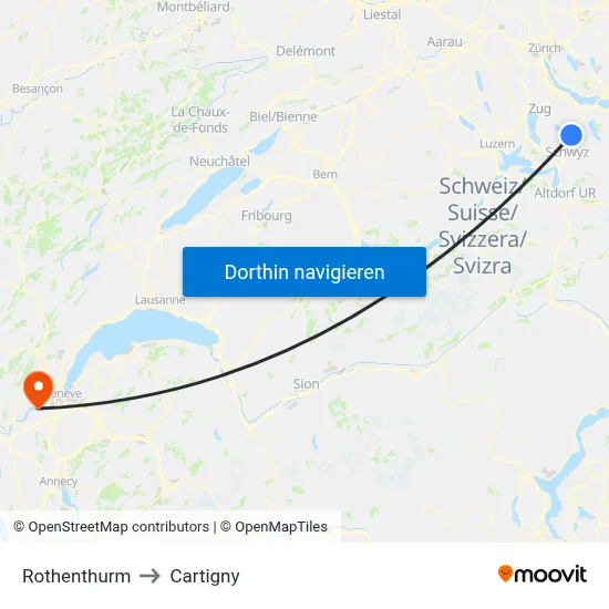 Rothenthurm to Cartigny map