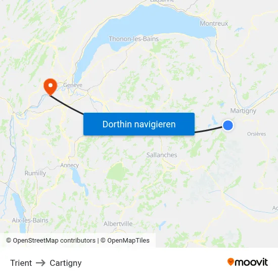 Trient to Cartigny map