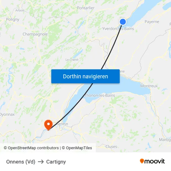 Onnens (Vd) to Cartigny map