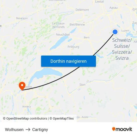 Wolhusen to Cartigny map