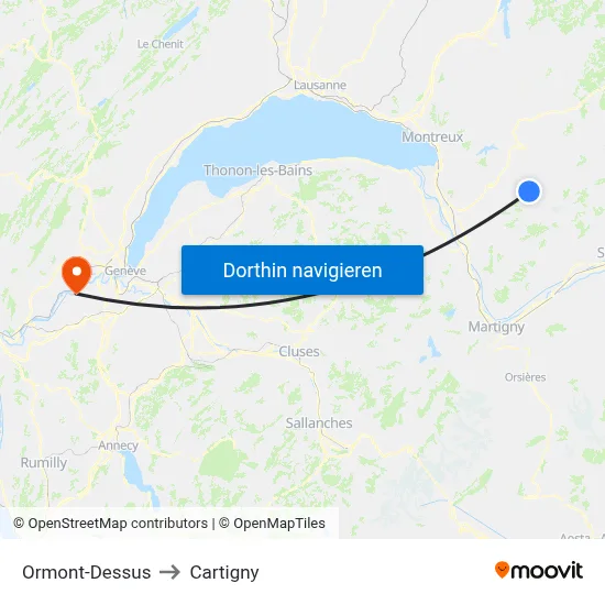 Ormont-Dessus to Cartigny map