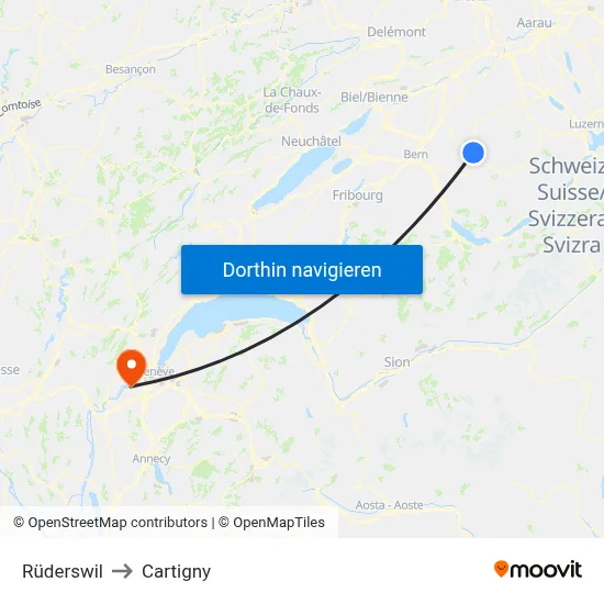 Rüderswil to Cartigny map
