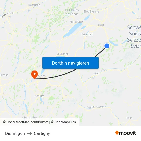Diemtigen to Cartigny map