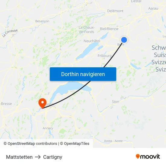 Mattstetten to Cartigny map