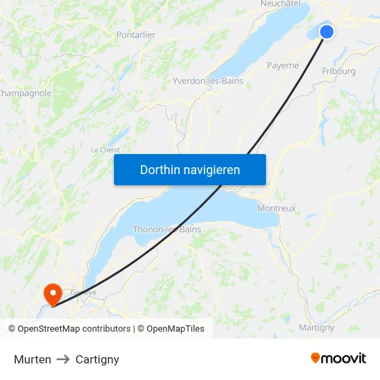 Murten to Cartigny map