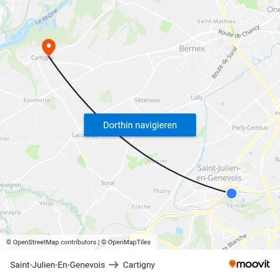 Saint-Julien-En-Genevois to Cartigny map