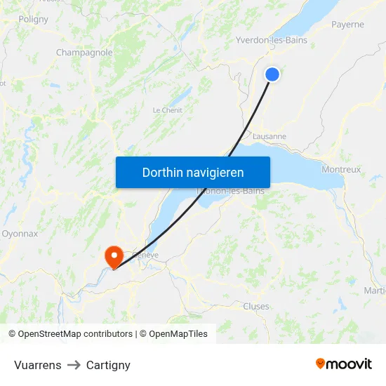 Vuarrens to Cartigny map