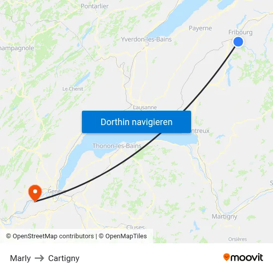 Marly to Cartigny map