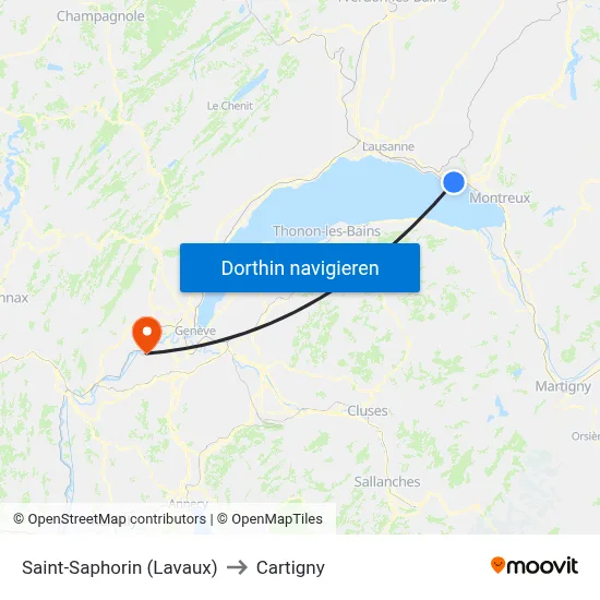 Saint-Saphorin (Lavaux) to Cartigny map