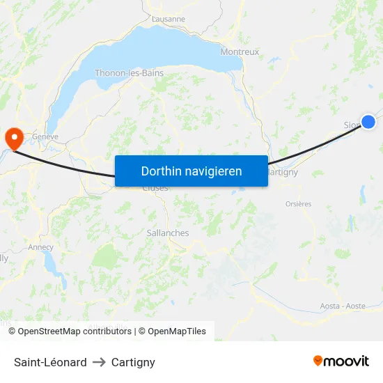 Saint-Léonard to Cartigny map