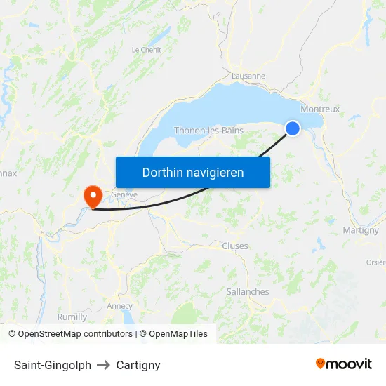 Saint-Gingolph to Cartigny map