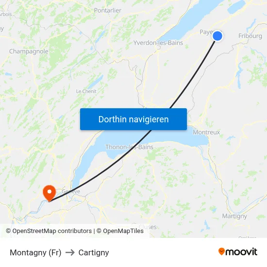 Montagny (Fr) to Cartigny map