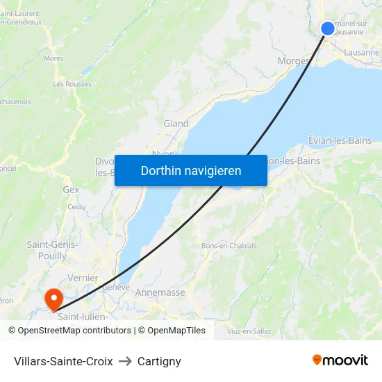 Villars-Sainte-Croix to Cartigny map