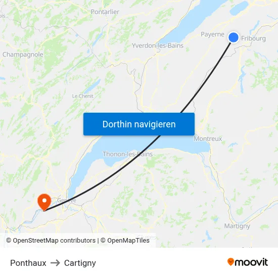 Ponthaux to Cartigny map
