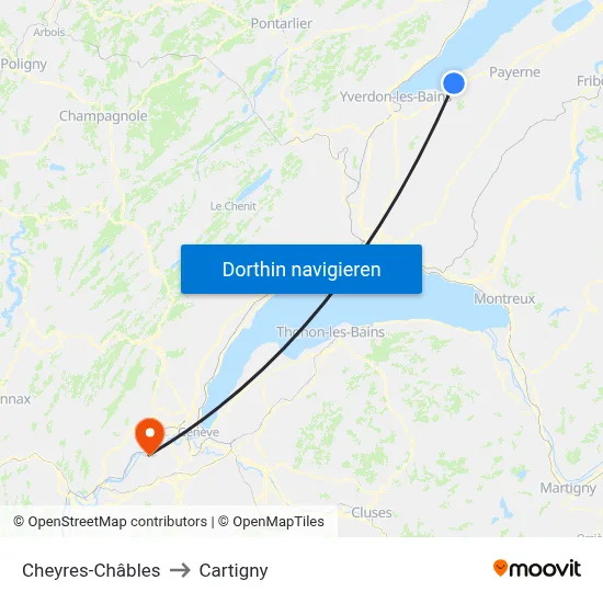 Cheyres-Châbles to Cartigny map