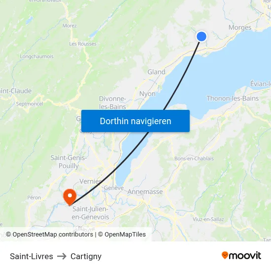 Saint-Livres to Cartigny map