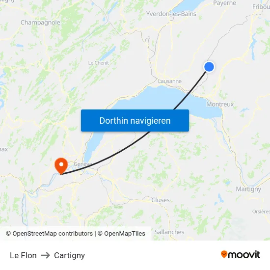 Le Flon to Cartigny map