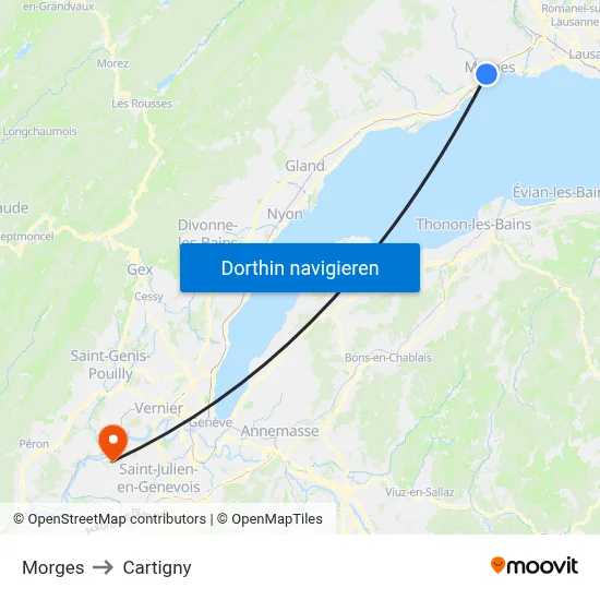 Morges to Cartigny map