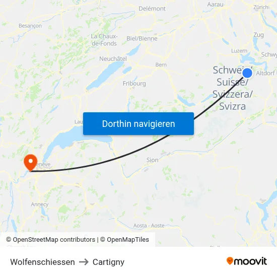 Wolfenschiessen to Cartigny map