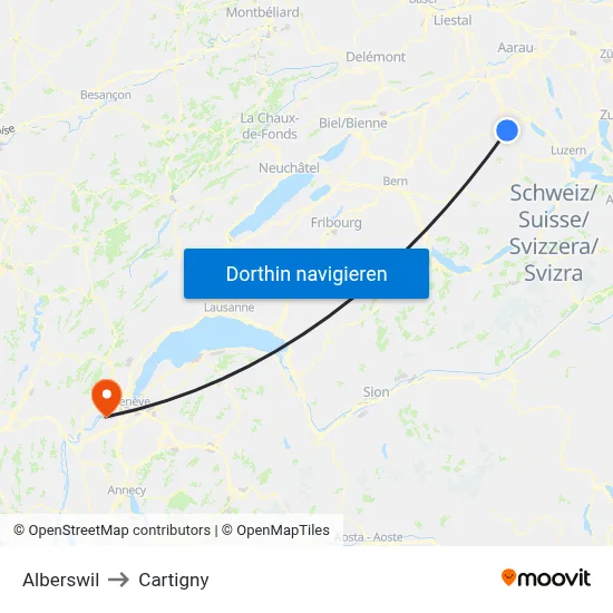Alberswil to Cartigny map