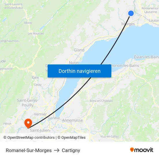Romanel-Sur-Morges to Cartigny map