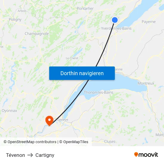 Tévenon to Cartigny map