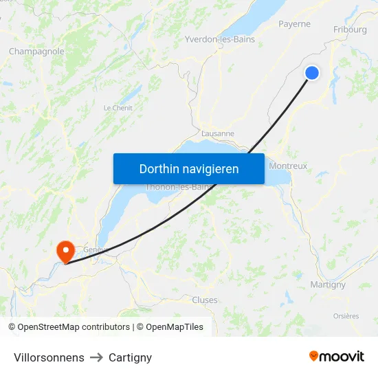 Villorsonnens to Cartigny map