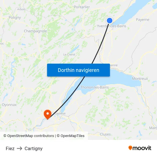 Fiez to Cartigny map