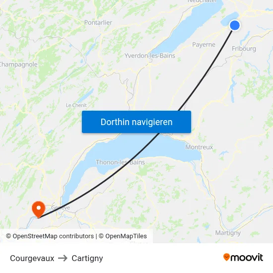 Courgevaux to Cartigny map