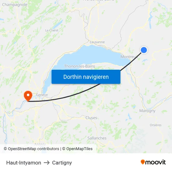 Haut-Intyamon to Cartigny map