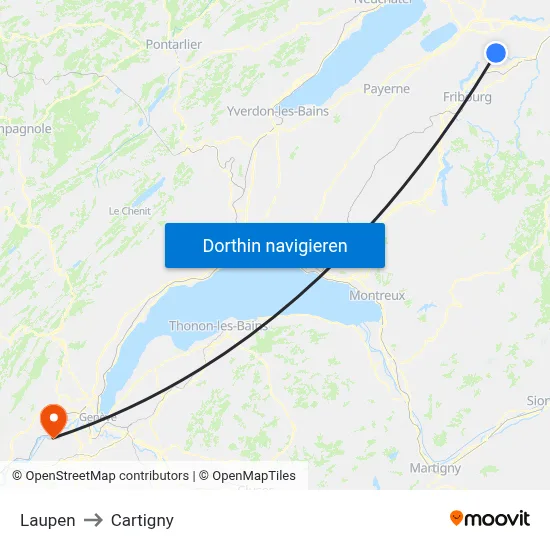 Laupen to Cartigny map