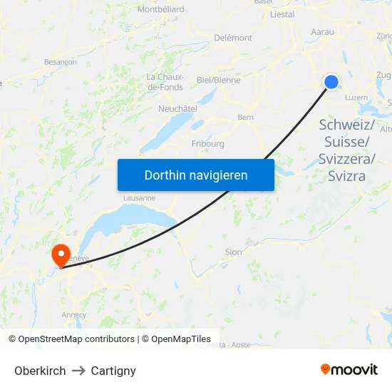 Oberkirch to Cartigny map