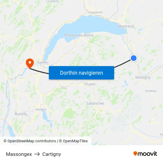 Massongex to Cartigny map