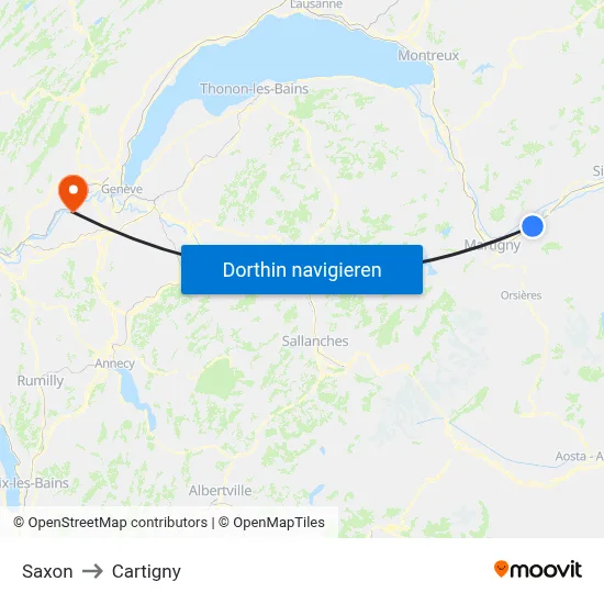 Saxon to Cartigny map