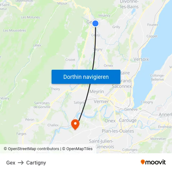 Gex to Cartigny map