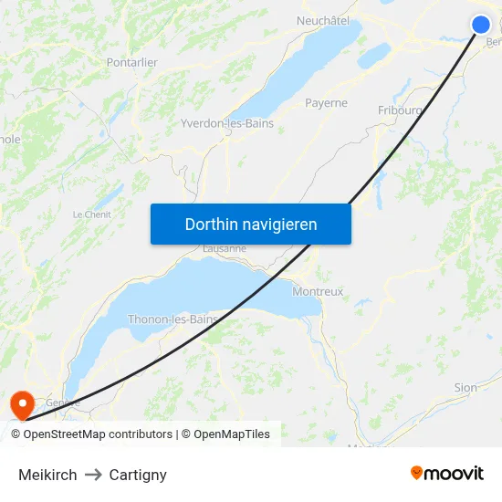 Meikirch to Cartigny map