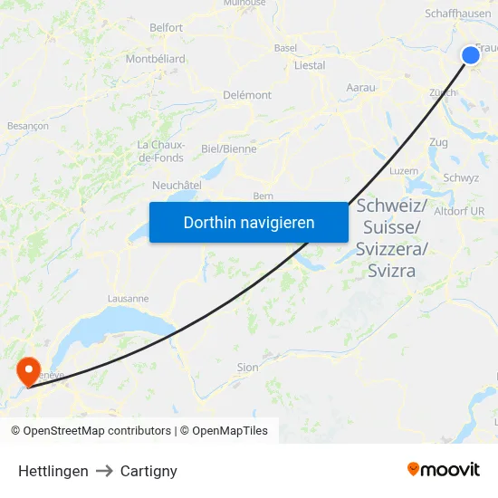 Hettlingen to Cartigny map