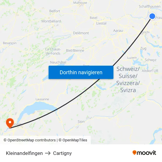 Kleinandelfingen to Cartigny map