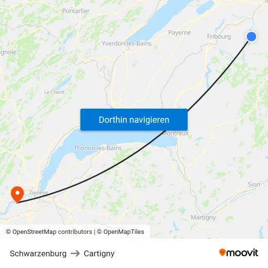 Schwarzenburg to Cartigny map