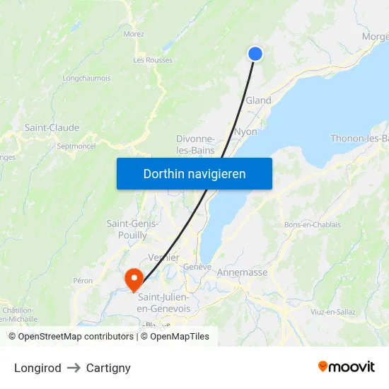 Longirod to Cartigny map