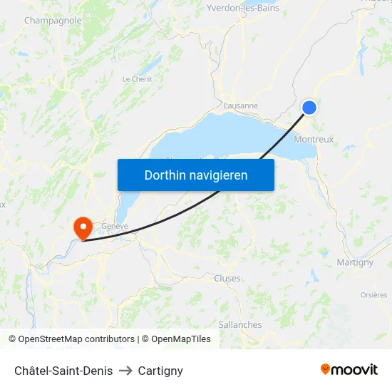 Châtel-Saint-Denis to Cartigny map