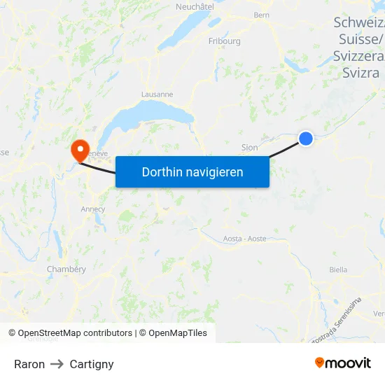 Raron to Cartigny map