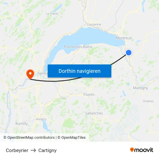 Corbeyrier to Cartigny map
