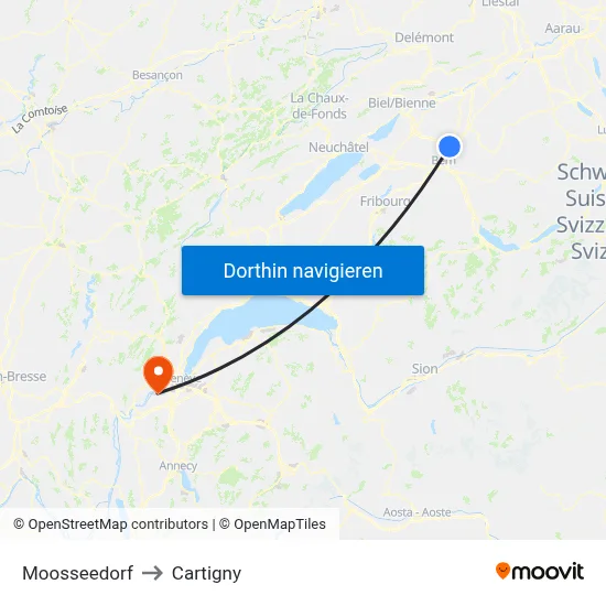 Moosseedorf to Cartigny map