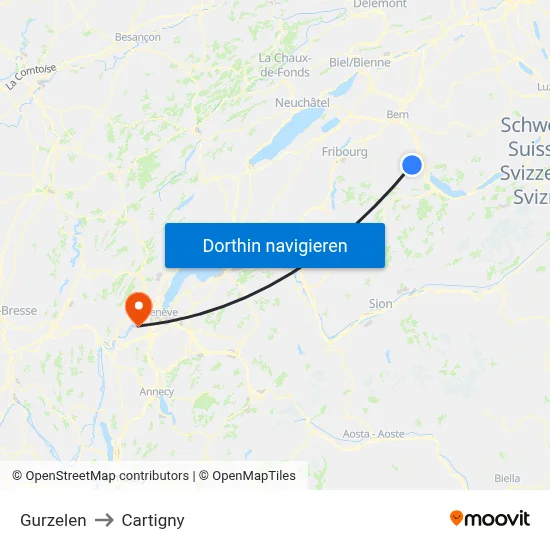 Gurzelen to Cartigny map